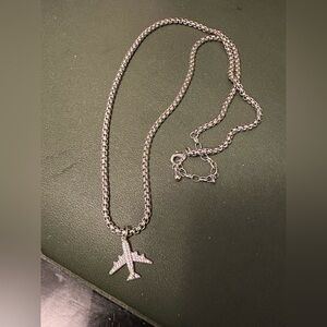 Bomb party single necklace with plane charm- Pavé Crystal Accent